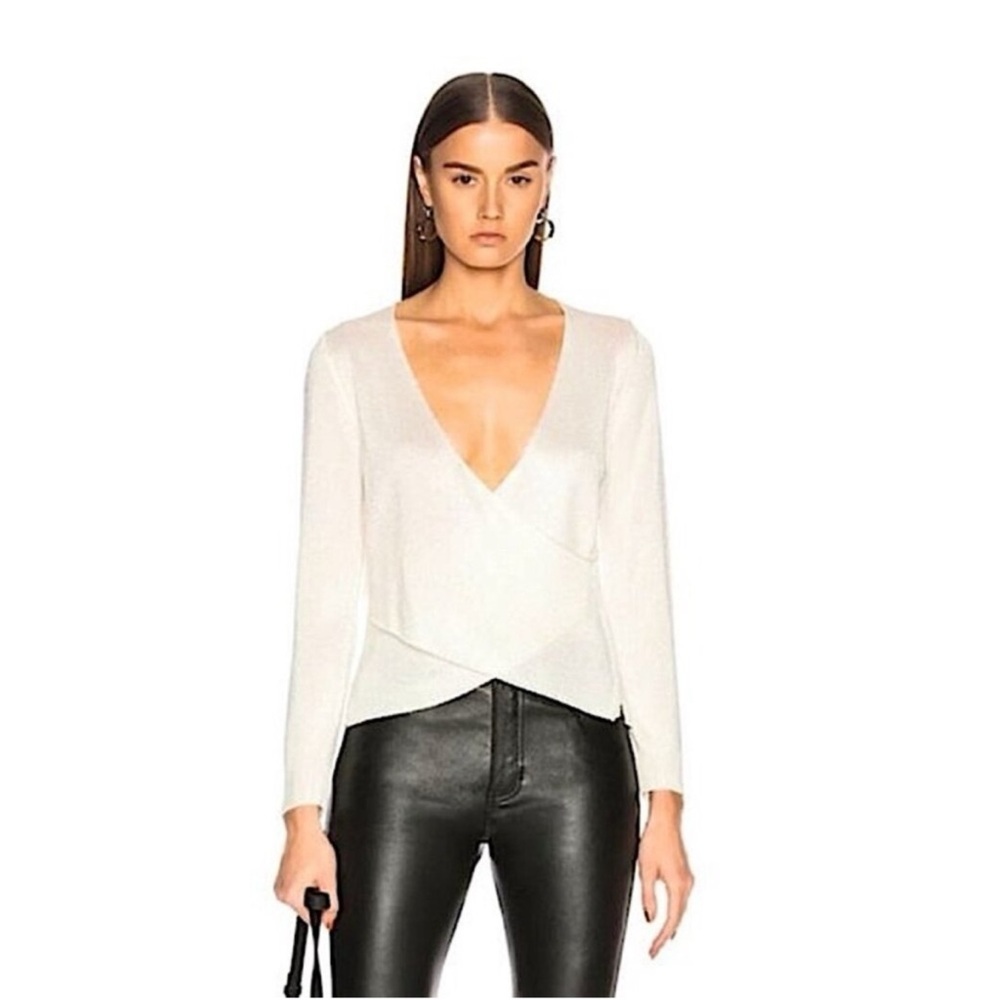 Michelle Mason Metallic Cross Wrap Sweater